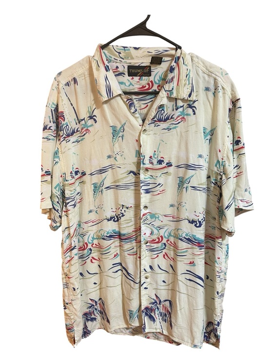 thums up Other - Vintage Thums Up Cream Tropical Button-Up Hawaiian Shirt large
